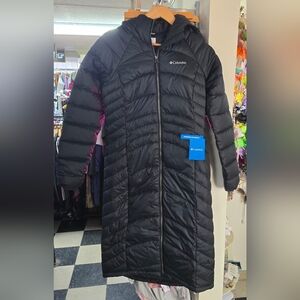 Columbia Black Long Puffer Coat Sz Small New